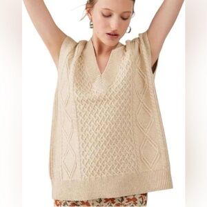 UO Cream Cable Knit Sweater Vest